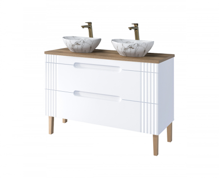 Seturi mobilier baie - Set mobilier baie dublu 120 cm Fiji White - Comad