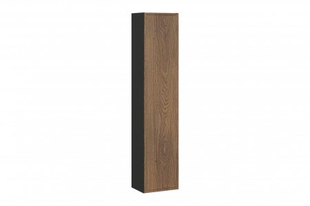 Set mobilier baie 60 cm, negru mat si stejar Casella, cu blat, lavoar pe blat Slim, dulap inalt, oglinda LED, vas WC suspendat Talia Casella, COMAD [4]