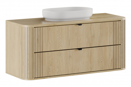 Seturi mobilier baie - Set mobilier baie 120 cm River Ovalia Cremona cu blat si lavoar pe blat COMAD