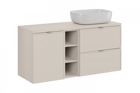 Seturi mobilier baie - Set mobilier baie 120 cm Smile Bella Cashmere cu blat si lavoar pe blat COMAD