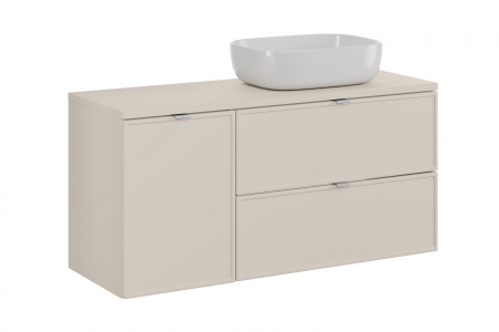 Seturi mobilier baie - Set mobilier baie 120 cm Smile Bella Cashmere cu blat si lavoar pe blat, COMAD