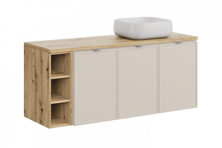 Seturi mobilier baie - Set mobilier baie 140 cm Nika Bella Cashmere cu blat si lavoar pe blat COMAD