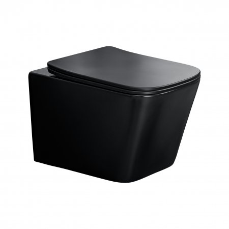 Set mobilier baie 60 cm, negru mat si stejar Casella, cu blat, lavoar pe blat Slim, dulap inalt, oglinda LED, vas WC suspendat Talia Casella, COMAD [7]