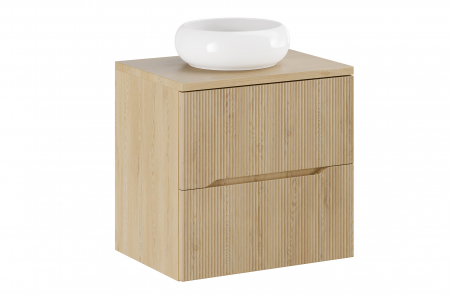 Seturi mobilier baie - Set mobilier baie 60 cm Wiki Nordic Cremona cu blat si lavoar pe blat COMAD
