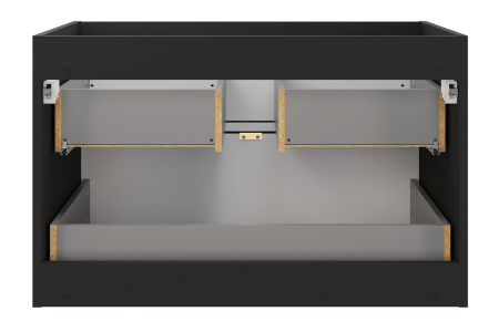 Set mobilier baie 60 cm, negru mat si stejar Casella, cu blat, lavoar pe blat Slim, dulap inalt, oglinda LED, vas WC suspendat Talia Casella, COMAD [2]