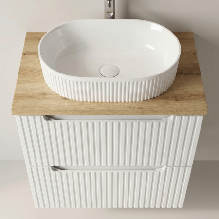 Set mobilier baie 60cm cu lavoar pe blat Nova White [6]