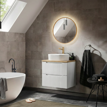 Seturi mobilier baie - Set mobilier baie 60cm cu lavoar pe blat Nova White