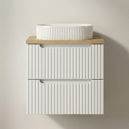 Seturi mobilier baie - Set mobilier baie 60cm cu lavoar pe blat Nova White