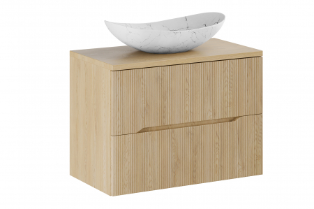 Seturi mobilier baie - Set mobilier baie 80 cm cu blat si lavoar pe blat Lena Nordic Cremona COMAD