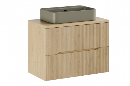 Seturi mobilier baie - Set mobilier baie 80 cm, Trust Nordic Cremona, cu blat si lavoar pe blat, COMAD