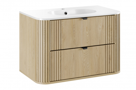 Seturi mobilier baie - Set mobilier baie 80 cm, cu lavoar, finisaj Pure Ovalia Cremona, COMAD