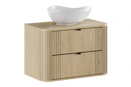 Seturi mobilier baie - Set mobilier baie 80cm Cloud Ovalia Cremona cu blat si lavoar pe blat COMAD