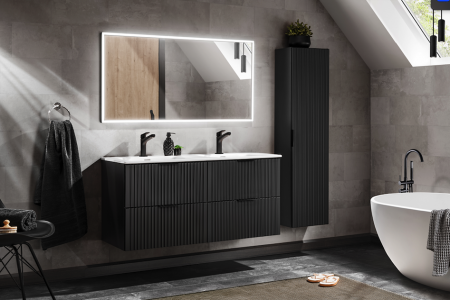 SET MOBILIER BAIE ADEL BLACK 120 CM, MDF RIFLAT, CULOARE NEGRU, LAVOAR INCASTRAT [1]