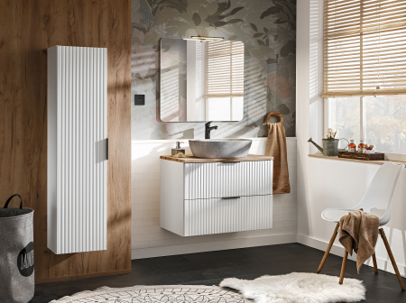 Seturi mobilier baie - SET MOBILIER BAIE ADEL WHITE 80 CM, CU DULAP, MDF RIFLAT, CULOARE ALB, COMAD