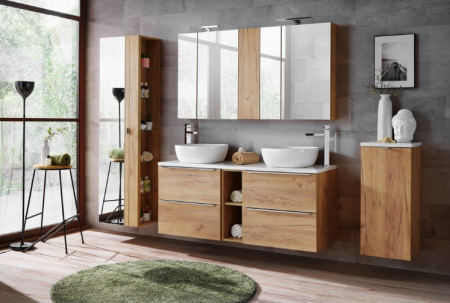 Seturi mobilier baie - SET MOBILIER BAIE CAPRI OAK 140 CM, STEJAR