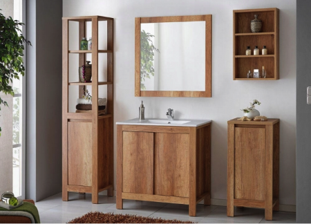 Seturi mobilier baie - SET MOBILIER BAIE CLASSIC OAK, MASCA LAVOAR 80 CM, STEJAR, DESIGN CLASIC / RUSTIC - Copie