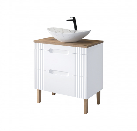 Seturi mobilier baie - Set mobilier baie cu lavoar 80 cm Fiji White - Comad