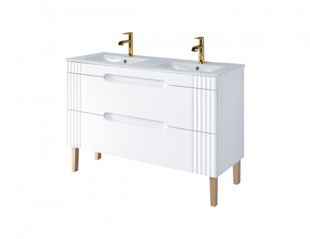 Seturi mobilier baie - Set mobilier baie cu lavoar dublu 120 cm Fiji White - Comad