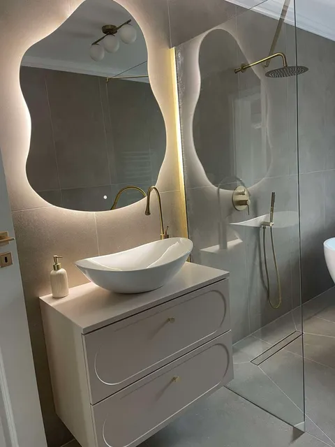 Set Mobilier Baie Donna Sand 80 cm, cu Blat și Dulap Înalt, Bej - COMAD [4]
