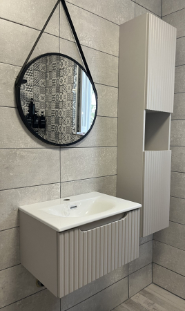 Set Mobilier Baie Nova Cashmere 50 cm, cu Lavoar Sky și Dulap Înalt, Cașmir Mat - COMAD [12]