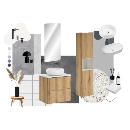 Set Mobilier Baie Nova Oak 100 cm, cu Blat, 2 Lavoare, Dulap Înalt, Stejar Coast Evoke - COMAD [1]