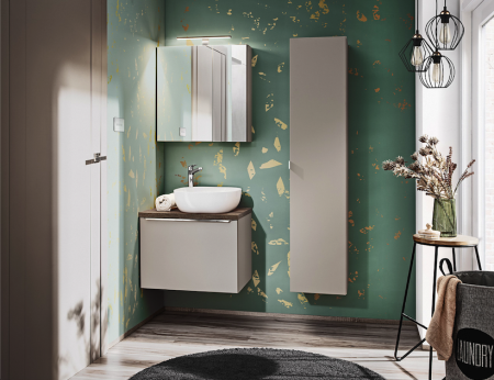 Seturi mobilier baie - SET MOBILIER BAIE SUSPENDAT SANTA FE TAUPE 60 CM, GRI LUT LUCIOS