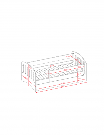 Set mobilier copii alb 4 piese Classic MDF cu pat, noptiera, dulap de haine si comoda, pat diverse culori si dimensiuni [24]