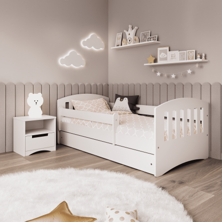 Set mobilier copii alb 4 piese Classic MDF cu pat, noptiera, dulap de haine si comoda, pat diverse culori si dimensiuni [3]