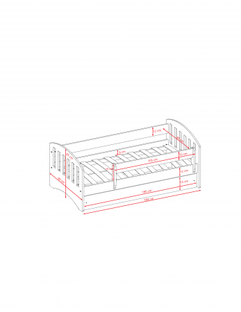 Set mobilier copii alb 4 piese Classic MDF cu pat, noptiera, dulap de haine si comoda, pat diverse culori si dimensiuni [24]
