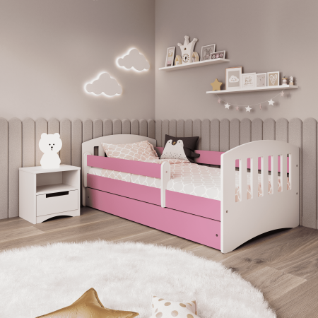 Set mobilier copii alb 4 piese Classic MDF cu pat, noptiera, dulap de haine si comoda, pat diverse culori si dimensiuni [6]