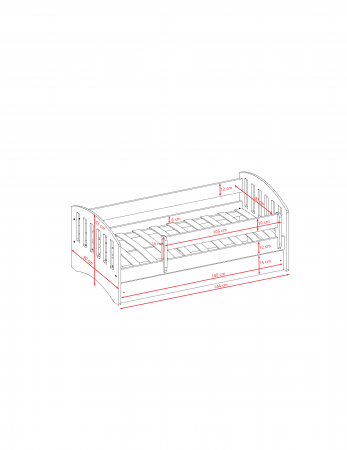 Set mobilier copii alb 4 piese Classic MDF cu pat, noptiera, dulap de haine si comoda, pat diverse culori si dimensiuni [24]