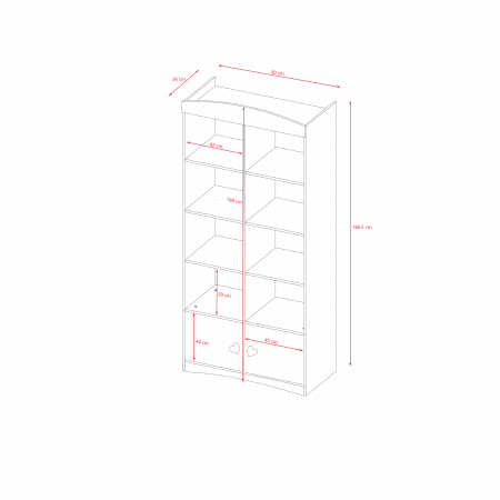 Set mobilier copii alb Julia 3 piese cu pat MDF 140/160/180 cm, comoda cu sertare, biblioteca [7]
