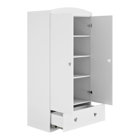 Set mobilier copii alb Julia 4 piese cu pat MDF 140/160/180 cm, comoda cu sertare, biblioteca si dulap haine [12]