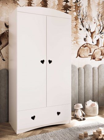 Set mobilier copii alb Julia 4 piese cu pat MDF 140/160/180 cm, comoda cu sertare, biblioteca si dulap haine [13]