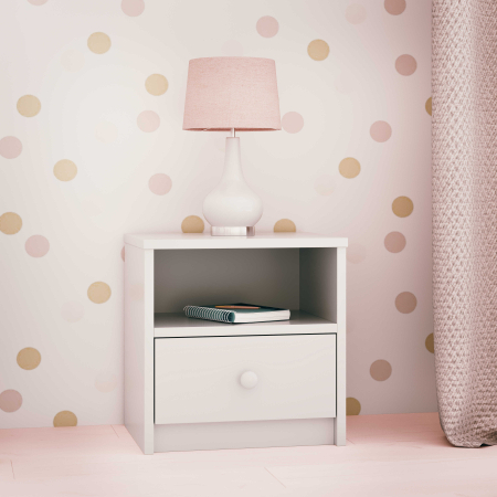 Set mobilier copii MDF alb 4 piese  Babydream, pat 140/160/180 cm, noptiera, dulap si comoda [5]