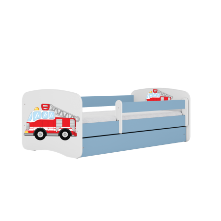 Set mobilier copii MDF Babydream cu desen masina pompieri, pat 140/160/180 cm si noptiera [0]