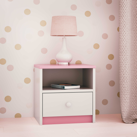 Set mobilier copii roz Babydream pat 140/160/180 cm, MDF, cu noptiera [4]