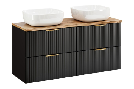 Promotii - Set mobilier cu blat și 2 lavoare pe blat Smile Adel Black COMAD SET-ADBBNATWOTAN120CMUNSMILILE