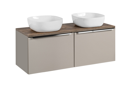 Mobilier Baie - Set mobilier cu blat și 2 lavoare pe blat Smile Santa Fe Taupe COMAD SET-SFT B 120CM UN 6252