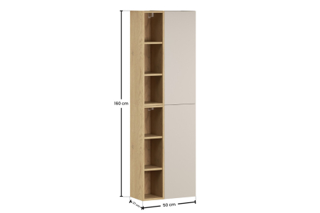 Set Mobilier Baie DALIA CASHMERE, cu coloane înalte și rafturi, Stejar Cremona, Casmir Mat - COMAD [3]