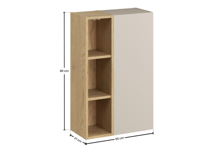 Set Mobilier Baie Dalia Cashmere, cu semi-coloană și etajeră, Stejar Cremona, Cașmir Mat - COMAD [2]