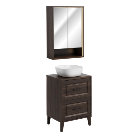Produse - Set Mobilier Dorothy Ristretto 60 cm, cu Blat și Lavoar pe Blat Smile, Ristretto Stejar - COMAD