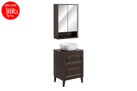 Set Mobilier Dorothy Ristretto 60 cm, cu Blat și Lavoar pe Blat Smile, Ristretto Stejar - COMAD [1]