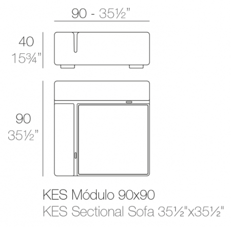 Sezut modul canapea premium Kes pentru exterior 90x90x40 cm, 64001 - Vondom [1]