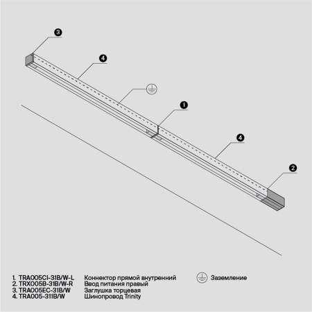Șină cu montaj pe suprafață/suspendat Sisteme de șine Trinity, Aluminiu Negru, Maytoni TRX005-311B [7]