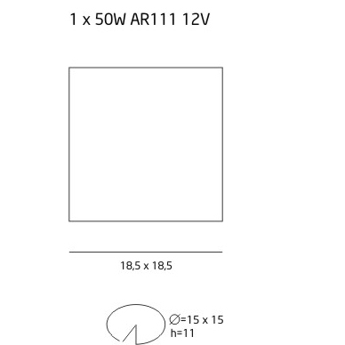 Spot ajustabil negru patrat Erian 18,5x18,5x11,5 cm din metal, H0048 - Maxlight [2]