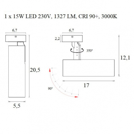 Spot aplicabil ajustabil alb/negru Draji LED dimabil Ø 5,5 cm, metal, C0210 - Maxlight [1]