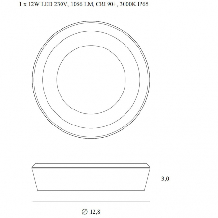 Spot aplicabil alb rotund iluminare LED Franco Ø 12,8 cm metal/sticla IP65, C0207 - Maxlight [1]