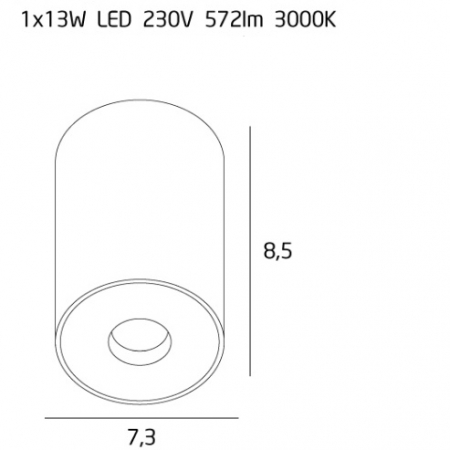 Spot aplicabil cilindric negru/alb iluminare LED Levon Ø 7,3 cm metal/sticla IP54, C0152 - Maxlight [2]