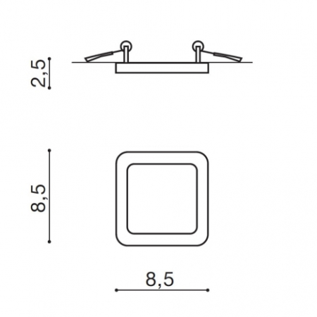 Spot baie LED patrat alb/negru tip incastrat Upasa 8,5 x 8,5 cm, rama metalica, IP44, AZ 2830 - Azzardo [2]